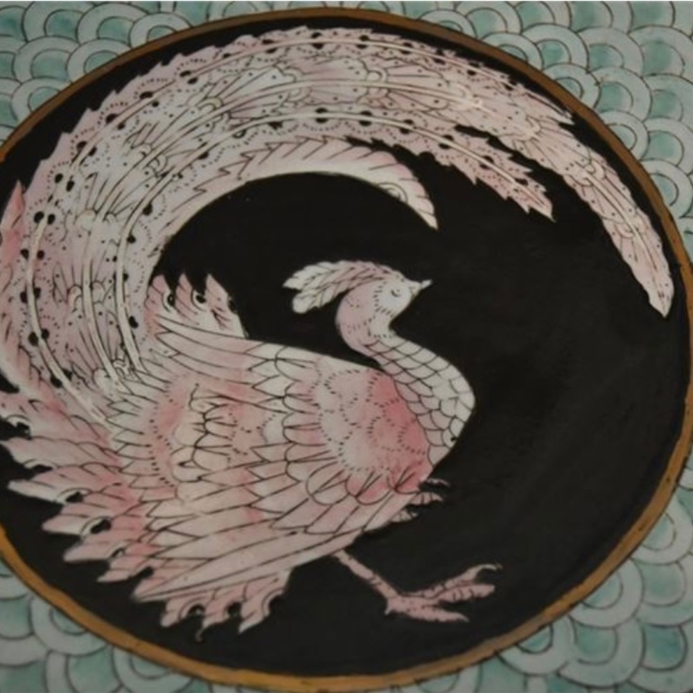 Kinder Harris Vintage Hand Paint Porcelain Peacock Plate